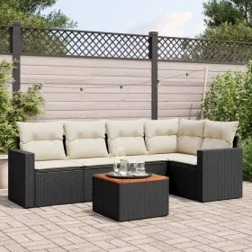 6-piece garden sofa set and black synthetic rattan cushions by , Garden sets - Ref: Foro24-3224110, Price: 357,85 €, Discount: %