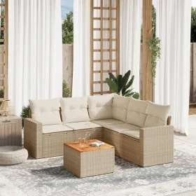 Gartensofa-Set mit Kissen, 6-teilig, beiges synthetisches Rattan von , Gartensets - Ref: Foro24-3224119, Preis: 423,02 €, Rab...