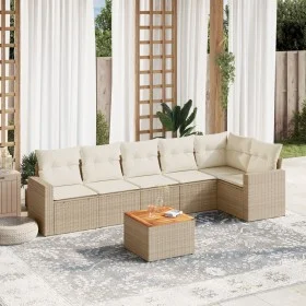 7-piece garden sofa set and beige synthetic rattan cushions by , Garden sets - Ref: Foro24-3224133, Price: 467,93 €, Discount: %