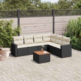 7-piece garden dining set and black synthetic rattan cushions by , Garden sets - Ref: Foro24-3224138, Price: 388,40 €, Discou...