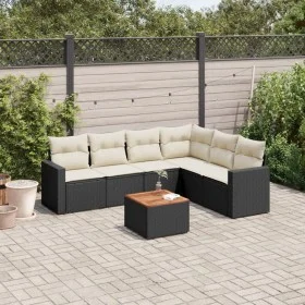 7-piece garden dining set and black synthetic rattan cushions by , Garden sets - Ref: Foro24-3224138, Price: 408,97 €, Discou...