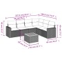 Set de comedor de jardín 7 pzas y cojines ratán sintético negro