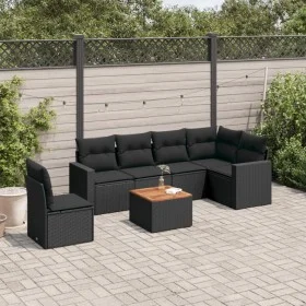 7-piece garden dining set and black synthetic rattan cushions by , Garden sets - Ref: Foro24-3224144, Price: 447,94 €, Discou...