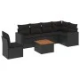 Set de comedor de jardín 7 pzas y cojines ratán sintético negro de , Conjuntos de jardín - Ref: Foro24-3224144, Precio: 444,6...