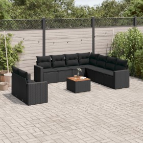 Gartensofa-Set 10-teilig mit schwarzen synthetischen Rattankissen von , Gartensets - Ref: Foro24-3224186, Preis: 650,90 €, Ra...