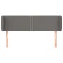 Cabecero de cuero sintético gris 147x23x78/88 cm