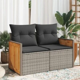 Garden sofa with cushions 2 seater gray synthetic rattan by , Outdoor sofas - Ref: Foro24-366146, Price: 173,05 €, Discount: %