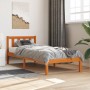Wachsbrauner Bettrahmen aus massivem Kiefernholz, 75 x 190 cm von , Betten und Lattenroste - Ref: Foro24-844801, Preis: 64,51...