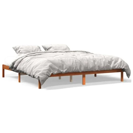 Bettgestell aus massivem, wachsbraunem Kiefernholz, 120 x 200 cm von , Betten und Lattenroste - Ref: Foro24-844869, Preis: 94...