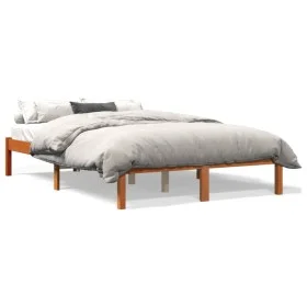 Wax brown pine solid wood bed frame 140x200 cm by , Beds and slatted bases - Ref: Foro24-844857, Price: 83,13 €, Discount: %