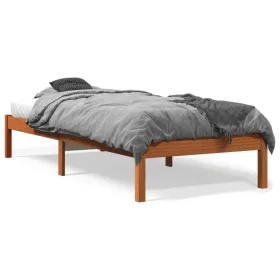 Wachsbrauner Bettrahmen aus massivem Kiefernholz, 90 x 200 cm von , Betten und Lattenroste - Ref: Foro24-844848, Preis: 56,47...