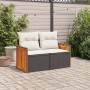 2-seater garden sofa with black synthetic rattan cushions by , Outdoor sofas - Ref: Foro24-366022, Price: 158,55 €, Discount: %