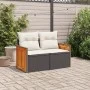 2-seater garden sofa with black synthetic rattan cushions by , Outdoor sofas - Ref: Foro24-366022, Price: 167,43 €, Discount: %