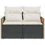 2-seater garden sofa with black synthetic rattan cushions by , Outdoor sofas - Ref: Foro24-366022, Price: 167,43 €, Discount: %