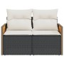 2-Sitzer-Gartensofa mit schwarzen synthetischen Rattankissen von , Outdoor-Sofas - Ref: Foro24-366022, Preis: 160,28 €, Rabat...