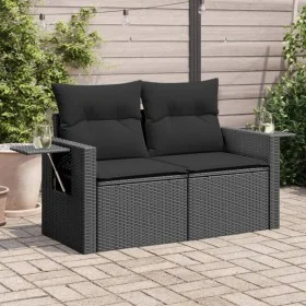 2-Sitzer-Gartensofa mit schwarzen synthetischen Rattankissen von , Outdoor-Sofas - Ref: Foro24-365972, Preis: 180,13 €, Rabat...