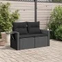 2-seater garden sofa with black synthetic rattan cushions by , Outdoor sofas - Ref: Foro24-365972, Price: 180,13 €, Discount: %