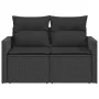 2-seater garden sofa with black synthetic rattan cushions by , Outdoor sofas - Ref: Foro24-365972, Price: 180,13 €, Discount: %