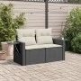 2-seater garden sofa with black synthetic rattan cushions by , Outdoor sofas - Ref: Foro24-366017, Price: 160,01 €, Discount: %