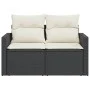 2-seater garden sofa with black synthetic rattan cushions by , Outdoor sofas - Ref: Foro24-366017, Price: 160,01 €, Discount: %