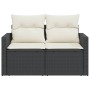 2-Sitzer-Gartensofa mit schwarzen synthetischen Rattankissen von , Outdoor-Sofas - Ref: Foro24-366017, Preis: 162,36 €, Rabat...