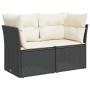 2-Sitzer-Gartensofa mit schwarzen synthetischen Rattankissen von , Outdoor-Sofas - Ref: Foro24-365998, Preis: 133,34 €, Rabat...