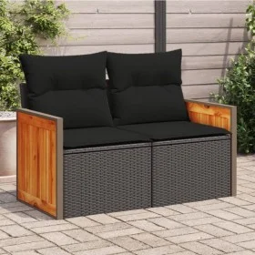 2-seater garden sofa with black synthetic rattan cushions by , Outdoor sofas - Ref: Foro24-365979, Price: 155,98 €, Discount: %