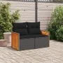 2-seater garden sofa with black synthetic rattan cushions by , Outdoor sofas - Ref: Foro24-365979, Price: 155,98 €, Discount: %