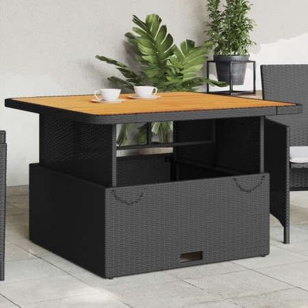 Garden table acacia wood and black PE rattan 110x110x71 cm by , Garden tables - Ref: Foro24-368272, Price: 160,80 €, Discount: %