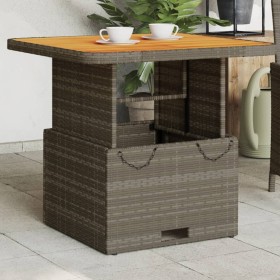 Mesa de jardín ratán sintético y madera acacia gris 80x80x71 cm