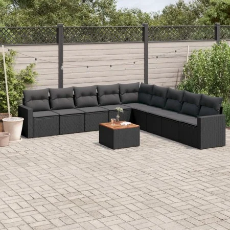 Garden sofa set 10 pieces with black synthetic rattan cushions by , Garden sets - Ref: Foro24-3224165, Price: 608,10 €, Disco...