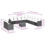 Set de sofás de jardín 12 piezas cojines ratán sintético negro