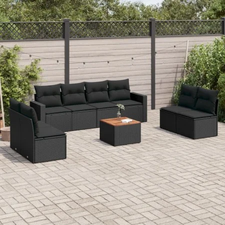 8-piece garden sofa set and black synthetic rattan cushions by , Garden sets - Ref: Foro24-3224081, Price: 522,18 €, Discount: %