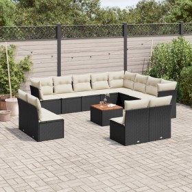 Garden sofa and cushion set 13 pieces black synthetic rattan by , Garden sets - Ref: Foro24-3223928, Price: 663,49 €, Discoun...