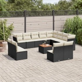 Garden sofa and cushion set 13 pieces black synthetic rattan by , Garden sets - Ref: Foro24-3223928, Price: 722,95 €, Discoun...