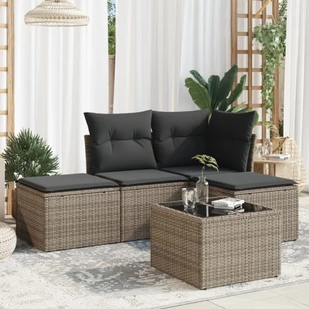Gartensofa-Set mit Kissen, 5-teilig, graues synthetisches Rattan von , Gartensets - Ref: Foro24-3249329, Preis: 271,69 €, Rab...