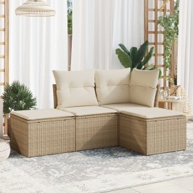 Garden sofa set with cushions 4 pieces beige synthetic rattan by , Garden sets - Ref: Foro24-3249317, Price: 274,10 €, Discou...