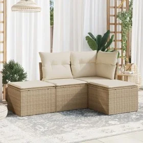 Gartensofa-Set mit Kissen, 4-teilig, beiges synthetisches Rattan von , Gartensets - Ref: Foro24-3249317, Preis: 266,70 €, Rab...