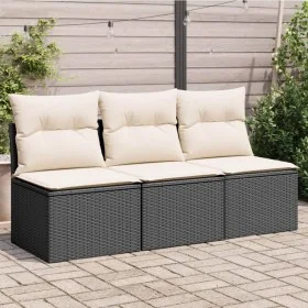 3-seater garden sofa with PE rattan cushions in black by , Outdoor sofas - Ref: Foro24-366015, Price: 151,00 €, Discount: %