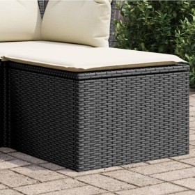 Taburete de jardín de ratán sintético negro y cojín 55x55x37cm de , Otomanas de exterior - Ref: Foro24-366003, Precio: 55,14 ...