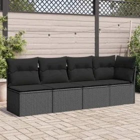4-seater garden sofa with black synthetic rattan cushions by , Outdoor sofas - Ref: Foro24-365964, Price: 255,46 €, Discount: %