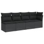 4-seater garden sofa with black synthetic rattan cushions by , Outdoor sofas - Ref: Foro24-365964, Price: 247,63 €, Discount: %