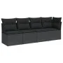 4-seater garden sofa with black synthetic rattan cushions by , Outdoor sofas - Ref: Foro24-365964, Price: 255,46 €, Discount: %