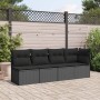 4-seater garden sofa with black synthetic rattan cushions by , Outdoor sofas - Ref: Foro24-365964, Price: 247,63 €, Discount: %