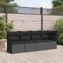 4-seater garden sofa with black synthetic rattan cushions by , Outdoor sofas - Ref: Foro24-365964, Price: 255,46 €, Discount: %