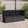3-Sitzer-Gartensofa mit schwarzen synthetischen Rattankissen von , Outdoor-Sofas - Ref: Foro24-365987, Preis: 196,18 €, Rabat...