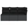 3-Sitzer-Gartensofa mit schwarzen synthetischen Rattankissen von , Outdoor-Sofas - Ref: Foro24-365987, Preis: 189,43 €, Rabat...