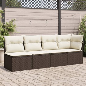 Garden sofa with cushions 4 seater brown synthetic rattan by , Outdoor sofas - Ref: Foro24-366202, Price: 260,34 €, Discount: %