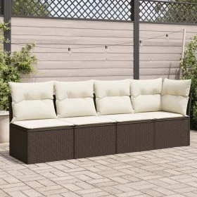Garden sofa with cushions 4 seater brown synthetic rattan by , Outdoor sofas - Ref: Foro24-366202, Price: 256,80 €, Discount: %