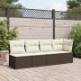Garden sofa with cushions 4 seater brown synthetic rattan by , Outdoor sofas - Ref: Foro24-366202, Price: 256,80 €, Discount: %